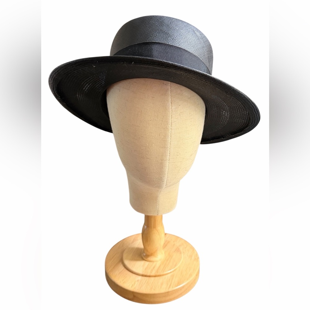 Rare Lil’s of Odessa Black Skimmer Hat | Old Money Aesthetic Wide Brim Sun Hat